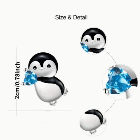 Cute Penguin design Rhinestone Stud Earrings set - Picture 3 of 3